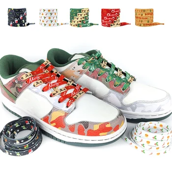 1 пара модных рождественских шнурков для обуви на плоской подошве с принтом, шнурки для спортивных кроссовок, ботинок, шнурки для ботинок длиной 120 см