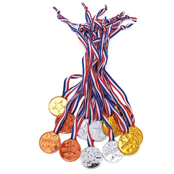 1 шт. Наградные медали, детские золотые пластиковые медали победителей, Спортивная сумка для вечеринки, призы, игрушки, безопасный экологичный материал ABS 0