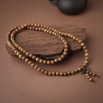 108 буддийских четок Браслет из деревянных бусин Ожерелье из буддийских бусин
