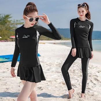 2024 Новый Женский купальный костюм, Черные Сексуальные Длинные брюки с длинными рукавами, Пляжная одежда, Летний костюм для серфинга с подкладкой, Maillot De Bain Femmale