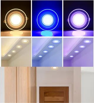 3-в-1 Цветной светодиодный светильник с регулируемой яркостью, потолочный встраиваемый светильник 85 ~ 265 В, светодиодный панельный светильник, домашний прожектор, внутреннее освещение