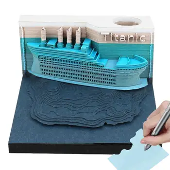 3D блокнот для заметок, бумага для заметок в форме корабля со светодиодной подсветкой, Памятный арт, праздничный подарок, украшение стола на батарейках для учебных комнат, общежитий