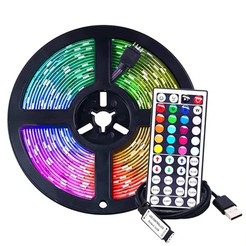 5V 2835 5050 RGB LED Strip Light Tape USB Power Remote Control 44key Kit 0,5 м 1 м 2 м 5 м Праздничная Настенная Подсветка Телевизора Водонепроницаемый