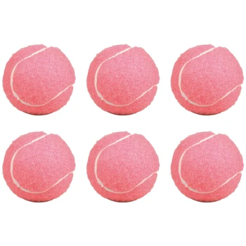 6 шт. в упаковке, Розовые теннисные мячи, износостойкие эластичные тренировочные мячи, 66 мм, женский теннисный мяч для начинающих для клуба