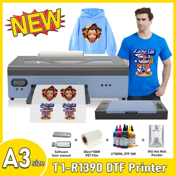 A3 DTF Принтер R1390 Печатная машина для футболок a3 impresora dtf Трансферный принтер dtf a3 принтер Для Всех Тканей футболки