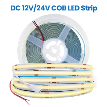 COB LED Strip Lights DC 12V 24V 320 Светодиодов Линейная Лента Шириной 8 мм Гибкая Светодиодная Лента для Декора комнаты 3000K 4500K 6000K 0