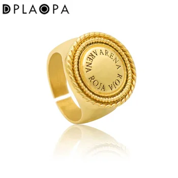 DPLAOPA, Серебро 925 пробы, Золотое круглое кольцо, Роскошные Толстые Большие Женские Регулируемые кольца с возможностью изменения размера