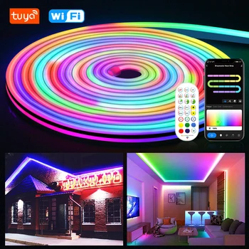 Tuya Smart LED Неоновая Лента Dreamcolor RGBIC Неоновые Лампы Постоянного тока 12 В С Регулируемой Яркостью Гибкая Лента Работает с Alexa Google Home 0