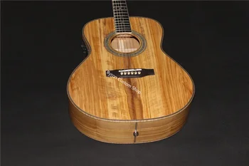 бесплатная доставка, полностью из цельного европейского оливкового дерева, корпус OM, изготовленная на заказ акустическая гитара в елочку с пламенным кленовым переплетом 0