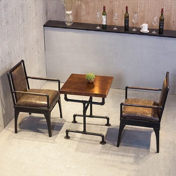 Винтажная коммерческая столешница из массива дерева для завтрака, мебель для ужина и кофе, обеденный Ресторанный стол со стульями