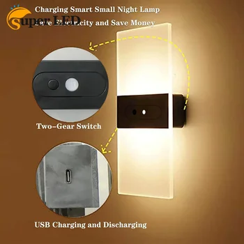 Встроенный USB-аккумулятор с магнитным креплением, сенсорный или PIR-датчик движения, ночник, декоративное светодиодное бра, прикроватный настенный светильник