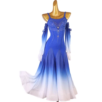 Высококачественное современное танцевальное платье для женщин Национальная стандартная танцевальная одежда Вальс Чача Платья для соревнований по бальным танцам DQL8381