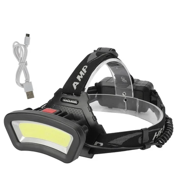 Головной фонарь COB, светодиодные лампы головного света, USB-перезаряжаемый фонарь для кемпинга на открытом воздухе, пеших прогулок