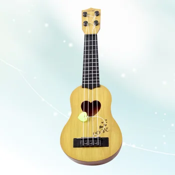 Детские музыкальные инструменты небольшого размера, имитирующие гавайскую гитару, Игрушка для игры на мини-гитаре с четырьмя струнами (39 см, бежевый)