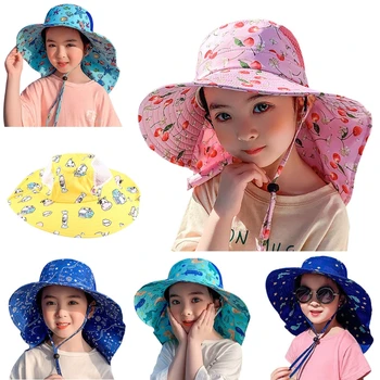 Для маленьких девочек, для малышей, для солнцезащитных шапочек, цветной принт для защиты от солнца, шапочка с хвостиком