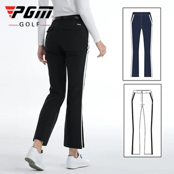 Женские брюки для гольфа PGM Осень-весна, тонкие эластичные расклешенные брюки, женские спортивные брюки в стиле пэчворк с карманом на молнии, одежда для гольфа для отдыха 0