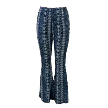 Женские брюки из высококачественного полиэстера с расклешенным подолом с принтом в стиле ретро, женские брюки для йоги с высокой эластичной талией, облегающие, длинные для женщин