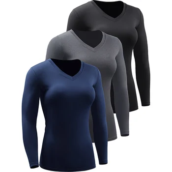 Женские компрессионные рубашки с длинным рукавом для занятий йогой, спортивная футболка для бега