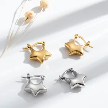 Женские серьги из нержавеющей стали, цвета: золотистый, серебристый, креативные подвески с пятиконечными звездами, геометрические украшения ручной работы для вечеринок