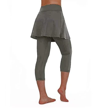 Женские спортивные штаны для йоги, леггинсы, бесшовная юбка-кюлоты, укороченные обтягивающие брюки для тренировок в тренажерном зале, прямая поставка # A