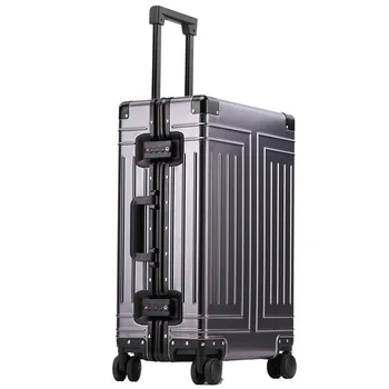 Каркас багажной тележки из цельноалюминиево-магниевого сплава, металлические роскошные дорожные чемоданы, пароль, Универсальная посадочная сумка на колесо