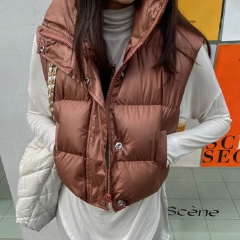 Корейский модный кардиган без рукавов, женская зимняя одежда, женский теплый жилет, повседневная красивая верхняя одежда для девочек, укороченные жилеты