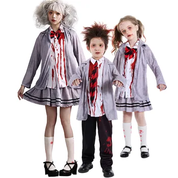 Косплей зомби Студенческая форма колледжа для мальчиков и девочек Ужас Кровавый вампир Маскарадный костюм на Хэллоуин Карнавальный костюм для вечеринки
