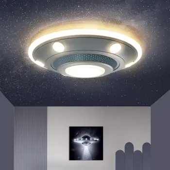 Креативное Пространство UFO Дизайн Потолочный Светильник Детская Комната Невидимый Светодиодный Вентилятор для Спальни Мальчика Домашний Декор Приспособление для защиты Глаз