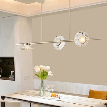 Креативные светодиодные люстры из прозрачного стекла Gold Metal 3000K для ресторана, гостиной, кухни, бара, столовой, осветительных приборов