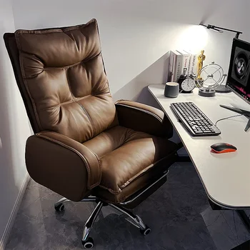 Массажный дизайнерский подлокотник кресла для домашнего офиса, Ленивое кожаное кресло на колесиках, домашний компьютер, Поворотный акцент, мебель Silla De Escritorio