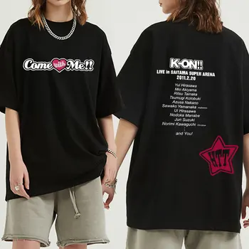 Милая аниме-футболка K-ON Hirasawa Yui HTT Band, Мужская И Женская Модные Кавайные футболки с коротким рукавом, Повседневная Хлопковая футболка, Уличная одежда 0