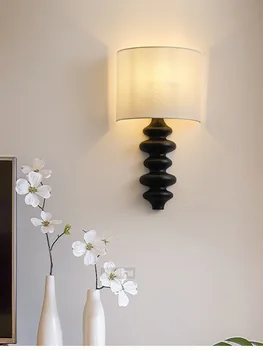 Настенный светильник из массива дерева в американском стиле в стиле ретро, настенный светильник для гостиной, кабинета, спальни, коридора, спиральное прикроватное освещение 0