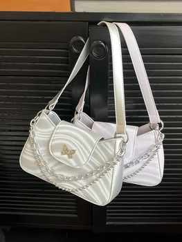 Нишевая дизайнерская сумка 2023, новая женская сумка, модная сумка-мессенджер на цепочке, сумка через плечо, сумка подмышками