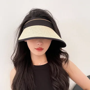 Панама Женская Пляжная соломенная шляпа с утиным язычком, спортивная мода на открытом воздухе, Весенне-летняя солнцезащитная кепка H61 0