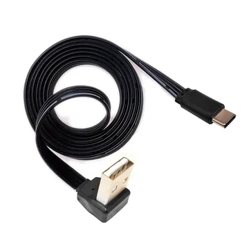 Плоский USB 2.0 Type-c под прямым углом 90, кабель для быстрой зарядки и синхронной передачи данных, 10 см 20 СМ 30 см 50 см 100 см