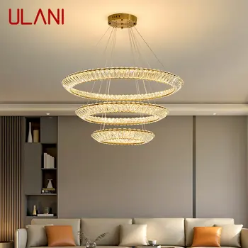 Подвесной светильник ULANI Nordic Modern Ring, Светодиодная Круглая Хрустальная Люстра, Креативный Свет, Роскошь для гостиной, виллы, спальни.