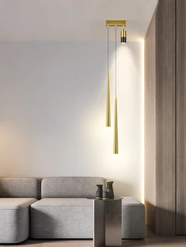 Подвесной светодиодный конусный Прожектор luminaria Nordic Home с 3 головками, подвесной светильник на длинном шнуре, Прикроватная лампа для чтения в спальне, Освещение для кухни