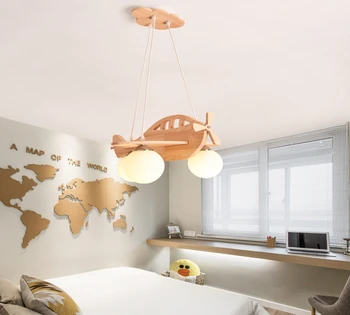 Ресторанная люстра из цельного дерева в скандинавском стиле, креативные светильники для детской комнаты, спальни, простой современный и уникальный дизайн, зал для самолетов