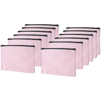 Розовая холщовая косметичка из 12 упаковок, объемные косметички с многоцветной застежкой-молнией, Холщовый пенал на молнии, поделки своими руками