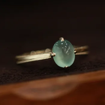 Светло-зеленое кольцо с инкрустацией лунным камнем, легкое Роскошное маленькое уникальное простое блестящее открывающее кольцо, модные женские украшения для вечеринок на палец