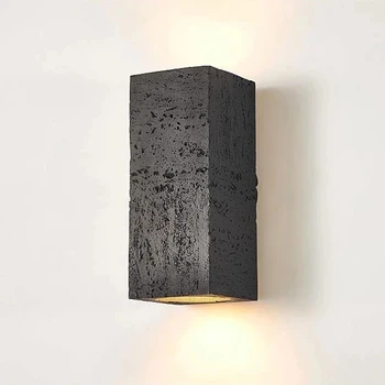 Светодиодный настенный светильник Wabi-sabi Square Nordic Cement Фойе, Спальня, Ресторан, Ретро-декор стен, Прикроватный светильник, Дизайнерское бра для коридора