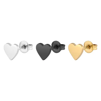 Серьги-гвоздики из нержавеющей стали с простым дизайном в виде сердца для мужчин и женщин, ювелирные изделия из сережек для пирсинга 0