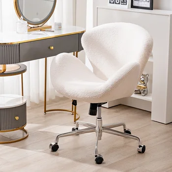 Скандинавский одноместный стул Swan Со шкивом, Повседневный столик для макияжа, стулья из ворса, диван, Изысканное Креативное офисное кресло, украшение для дома 0
