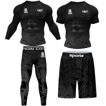 Спортивная Одежда Quick Dry Fit Rashguard Мужская Тренировочная Спортивная Одежда Тренировочный Комплект Для Бега Компрессионный Спортивный Костюм MMA Muay Thai Спортивный Костюм