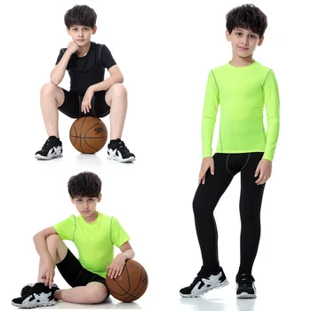 Спортивная одежда, Компрессионные колготки для спортзала для мальчиков, детские базовые дышащие детские тренировочные костюмы, Быстросохнущие Спортивные Детские штаны