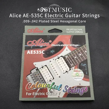 Струны для электрогитары Alice AE-535C Красочные Суперлегкие .009-.042 Струны из стального шестиугольного сердечника с покрытием из медного сплава
