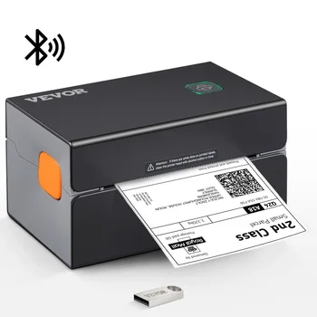 Термопринтер Этикеток VEVOR Портативный Принтер 300 точек на дюйм для Печати Почтовых Посылок 4x6 с Bluetooth и Автоматическим распознаванием этикеток 0