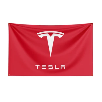 Флаг гоночного автомобиля Teslas размером 3x5 футов для декора