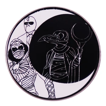 Эмалированный значок-булавка с Лунным человеком, Черно-белая Брошь с героем манги, украшения для рюкзака, аксессуары для украшения рюкзака 0