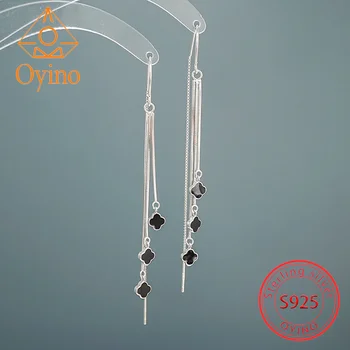 Oyino NEW S925 стерлингового серебра с кисточкой из четырехлистного клевера skinny face Корейская версия роскошных женских сережек light sense of luxury 1